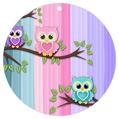 Owls Family Stripe Tree Uv Print Acrylic Ornament Round by Bedest