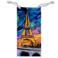 Eiffel Tower Starry Night Print Van Gogh Jewelry Bag by Maspions