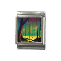 Nature Swamp Water Sunset Spooky Night Reflections Bayou Lake Italian Charm (13mm) by Grandong