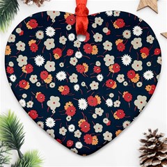 Flowers Pattern Floral Antique Floral Nature Flower Graphic Ornament (heart) by Maspions