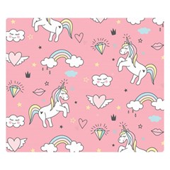 Cute Unicorn Seamless Pattern Two Sides Premium Plush Fleece Blanket (kids Size) by Apen