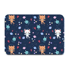 Cute Astronaut Cat With Star Galaxy Elements Seamless Pattern Plate Mats by Apen