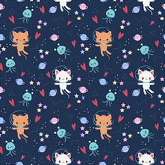 Cute Astronaut Cat With Star Galaxy Elements Seamless Pattern Play Mat (square) by Apen