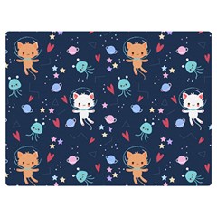 Cute Astronaut Cat With Star Galaxy Elements Seamless Pattern Premium Plush Fleece Blanket (extra Small) by Apen