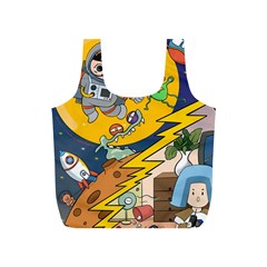 Astronaut Moon Monsters Spaceship Universe Space Cosmos Full Print Recycle Bag (s) by Maspions