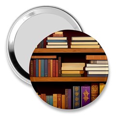 Book Nook Books Bookshelves Comfortable Cozy Literature Library Study Reading Room Fiction Entertain 3  Handbag Mirrors by Maspions