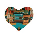 City Painting Town Urban Artwork Standard 16  Premium Flano Heart Shape Cushions Back