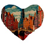 London England Bridge Europe Buildings Architecture Vintage Retro Town City Large 19  Premium Flano Heart Shape Cushions Front