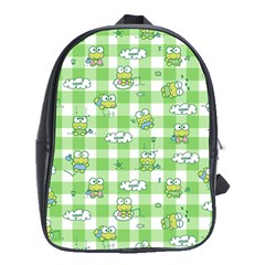 Frog Cartoon Pattern Cloud Animal Cute Seamless School Bag (xl) by Bedest