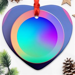 Circle Colorful Rainbow Spectrum Button Gradient Ornament (heart) by Maspions