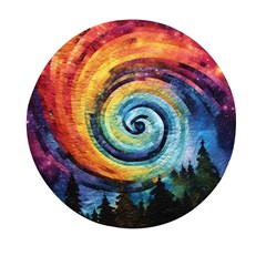 Cosmic Rainbow Quilt Artistic Swirl Spiral Forest Silhouette Fantasy Mini Round Pill Box (pack Of 5) by Maspions