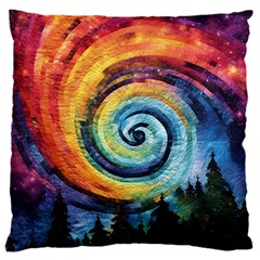 Cosmic Rainbow Quilt Artistic Swirl Spiral Forest Silhouette Fantasy 16  Baby Flannel Cushion Case (two Sides) by Maspions