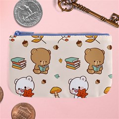 Bear Cartoon Background Pattern Seamless Animal Large Coin Purse by Maspions