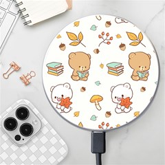 Bear Cartoon Background Pattern Seamless Animal Wireless Fast Charger(white) by Maspions