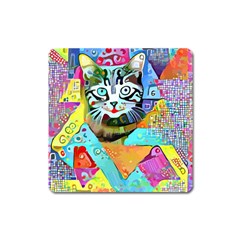 Kitten Cat Pet Animal Adorable Fluffy Cute Kitty Square Magnet by Maspions