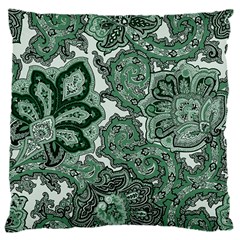 Green Ornament Texture, Green Flowers Retro Background 16  Baby Flannel Cushion Case (two Sides) by nateshop