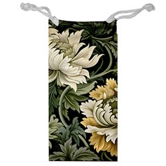 Flower Blossom Bloom Botanical Spring Nature Floral Pattern Leaves Jewelry Bag by Maspions