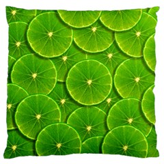 Lime Textures Macro, Tropical Fruits, Citrus Fruits, Green Lemon Texture Large Cushion Case (one Side) by nateshop