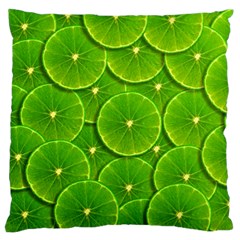 Lime Textures Macro, Tropical Fruits, Citrus Fruits, Green Lemon Texture Large Premium Plush Fleece Cushion Case (one Side) by nateshop