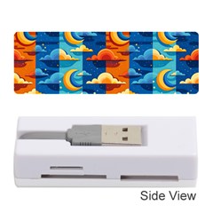 Clouds Stars Sky Moon Day And Night Background Wallpaper Memory Card Reader (stick) by Maspions