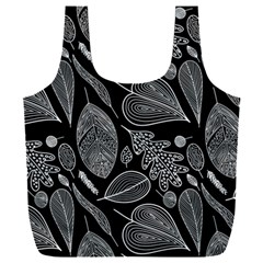 Leaves Flora Black White Nature Full Print Recycle Bag (xxxl) by Maspions