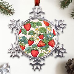 Strawberry-fruits Metal Large Snowflake Ornament by Maspions