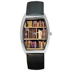 Books Bookshelves Office Fantasy Background Artwork Book Cover Apothecary Book Nook Literature Libra Barrel Style Metal Watch by Posterlux