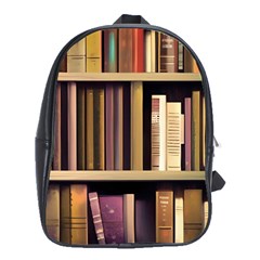 Books Bookshelves Office Fantasy Background Artwork Book Cover Apothecary Book Nook Literature Libra School Bag (xl) by Posterlux