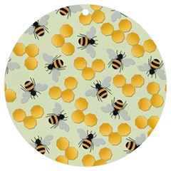 Bees Pattern Honey Bee Bug Honeycomb Honey Beehive Uv Print Acrylic Ornament Round by Bedest