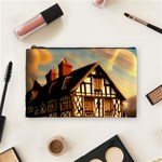 Village House Cottage Medieval Timber Tudor Split timber Frame Architecture Town Twilight Chimney Cosmetic Bag (Medium) Front