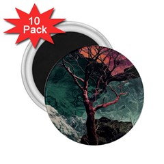 Night Sky Nature Tree Night Landscape Forest Galaxy Fantasy Dark Sky Planet 2 25  Magnets (10 Pack)  by Posterlux