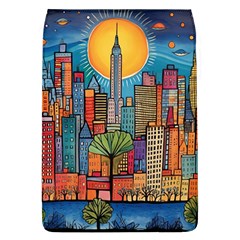 City New York Nyc Skyscraper Skyline Downtown Night Business Urban Travel Landmark Building Architec Removable Flap Cover (l) by Posterlux