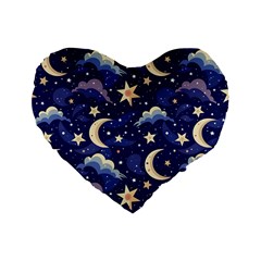 Night Moon Seamless Standard 16  Premium Heart Shape Cushions by Maspions