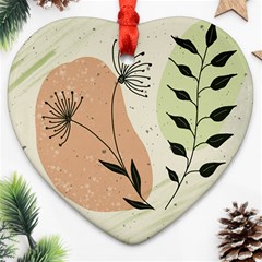 Flora Floral Flower Nature Plant Doodle Ornament (heart) by Maspions