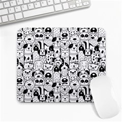 Seamless Pattern With Black White Doodle Dogs Large Mousepad by Grandong