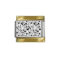 Seamless Pattern With Black White Doodle Dogs Gold Trim Italian Charm (9mm) by Grandong