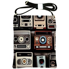 Retro Cameras Old Vintage Antique Technology Wallpaper Retrospective Shoulder Sling Bag by Grandong