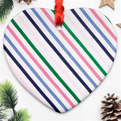 Retro Vintage Stripe Pattern Abstract Heart Ornament (two Sides) by Maspions