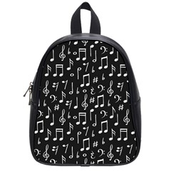 Chalk Music Notes Signs Seamless Pattern School Bag (small) by Ravend