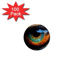 Eye Bird Feathers Vibrant 1  Mini Magnets (100 Pack)  by Hannah976