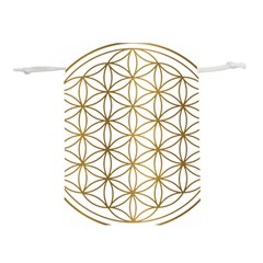 Gold Flower Of Life Sacred Geometry Lightweight Drawstring Pouch (m) by Maspions