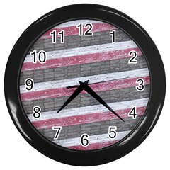 Vintage Vibrant Stripes Pattern Print Design Wall Clock (black) by dflcprintsclothing