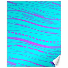 Wave Stripe Pattern Design Aqua Canvas 16  X 20  by Ndabl3x