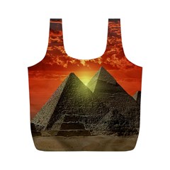 Pyramids Egypt Monument Landmark Sunrise Sunset Egyptian Full Print Recycle Bag (m) by Proyonanggan