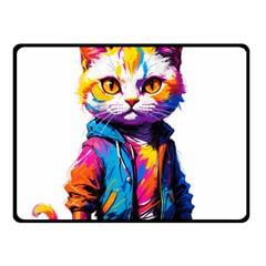 Wild Cat Two Sides Fleece Blanket (small) by Sosodesigns19