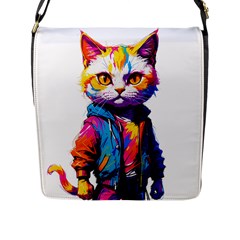 Wild Cat Flap Closure Messenger Bag (l) by Sosodesigns19