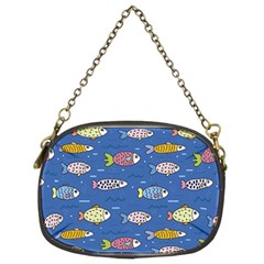 Sea Fish Blue Submarine Animals Patteen Chain Purse (two Sides) by Maspions