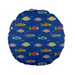 Sea Fish Blue Submarine Animals Patteen Standard 15  Premium Flano Round Cushions Front