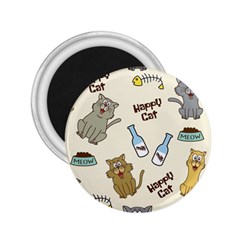 Happy Cats Pattern Background 2 25  Magnets by Grandong