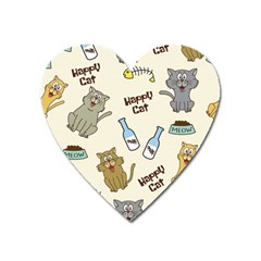 Happy Cats Pattern Background Heart Magnet by Grandong